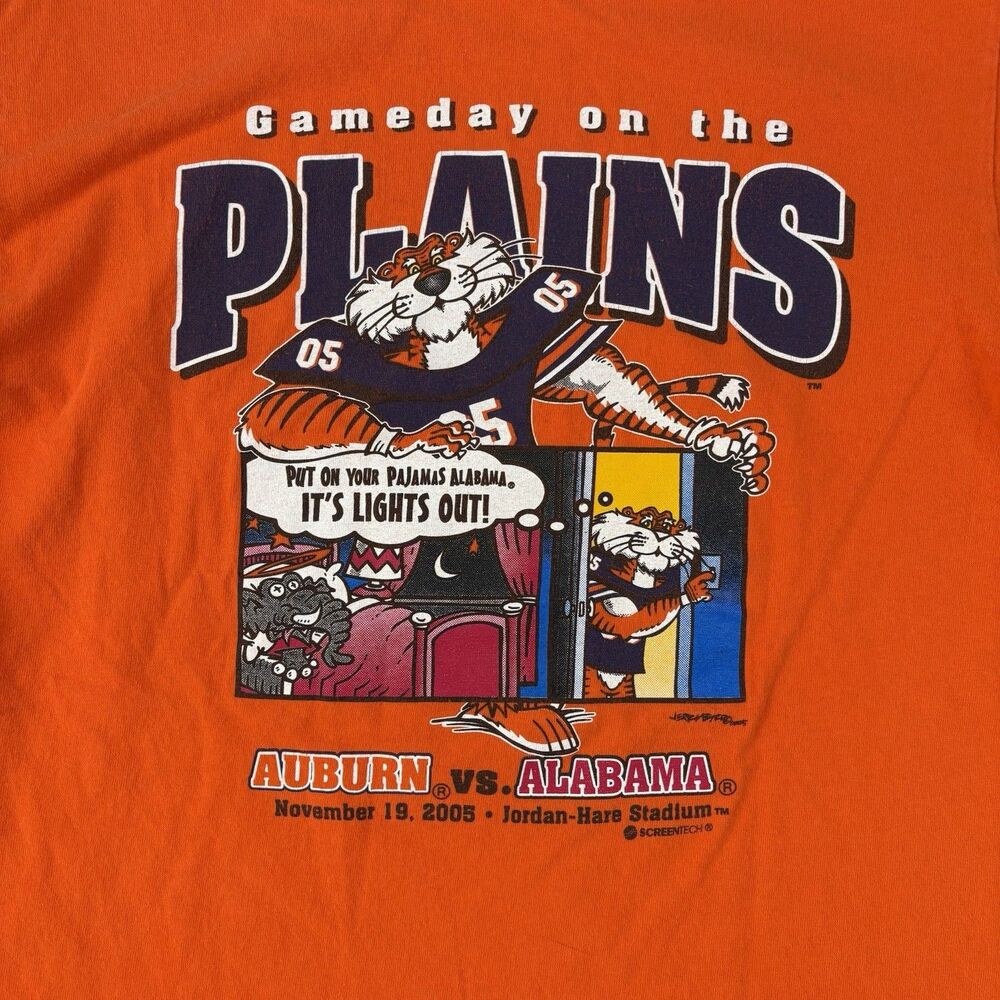 Auburn Tigers 2005 Alabama “Lights Out” Aubie T-Shirt Jordan-Hare Size S Vintage - Picture 4 of 5